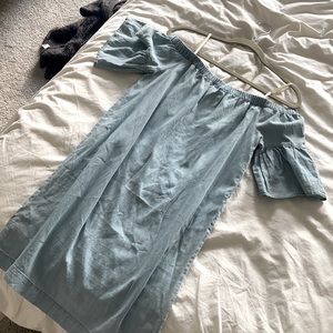 MADEWELL off the shoulder chambray mini dress (XS)